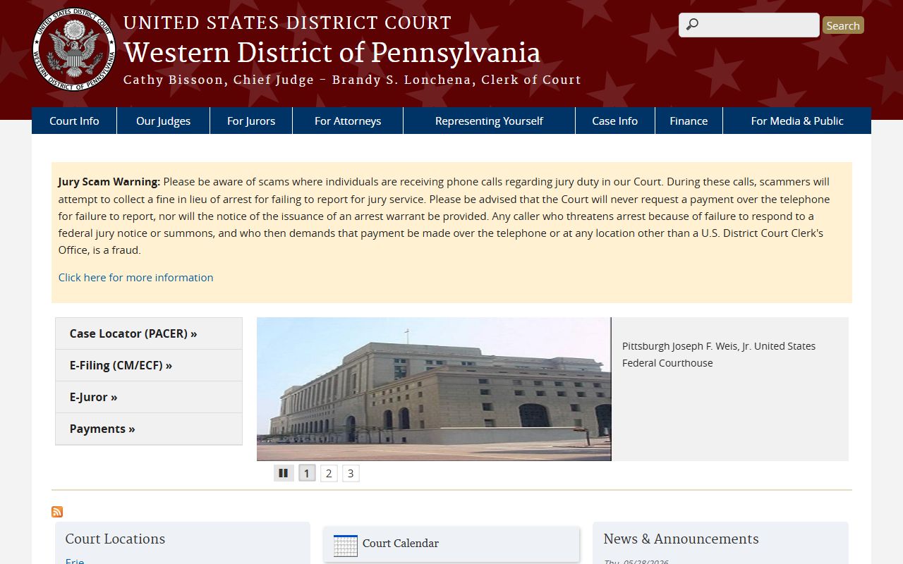 Lawrence County Prothonotary civil records and Western District of Pennsylvania court distinction