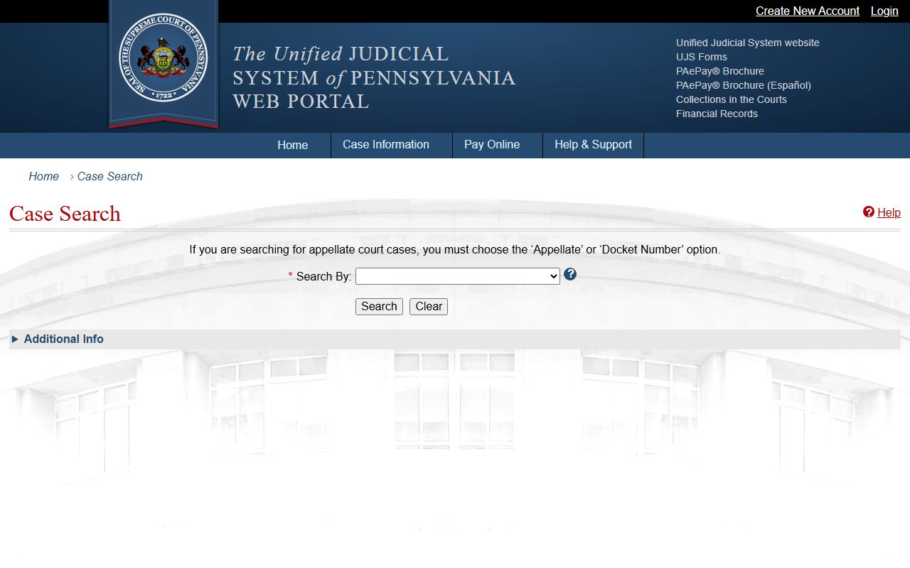 Lawrence County court records UJS statewide case search portal