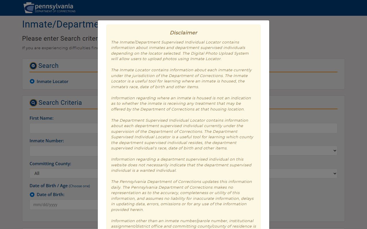 Lawrence County inmate search Pennsylvania DOC locator