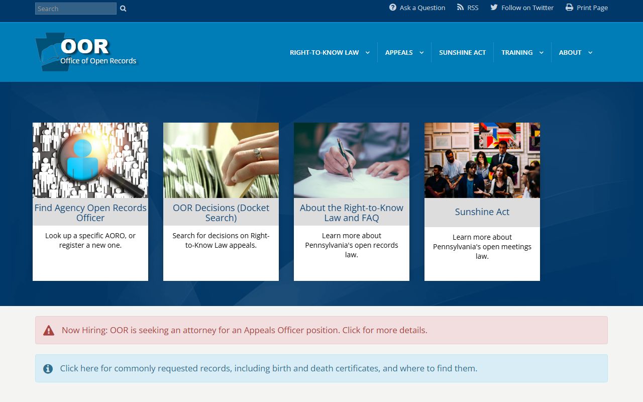 Lawrence County warrant records Pennsylvania Office of Open Records